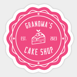 Grandma's Cake Shop White Cake Design Sticker